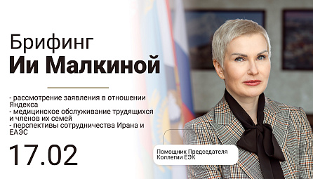 Брифинг помощника Председателя Коллегии ЕЭК Ии Малкиной 17 февраля 2021 года