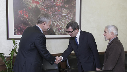 The Chairman of the EEC Board Viktor Khristenko meeting with French Ambassador to Russia Jean-Maurice Ripert