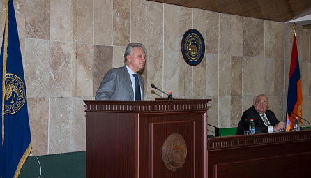 Viktor Khristenko, Chairman of the Board of the Eurasian Economic Commission gave a public lecture at Yerevan State University